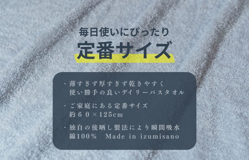 カラーバスタオル 4枚 （グレー）【泉州タオル 国産 吸水 普段使い シンプル 日用品 家族 ファミリー】 099H3694