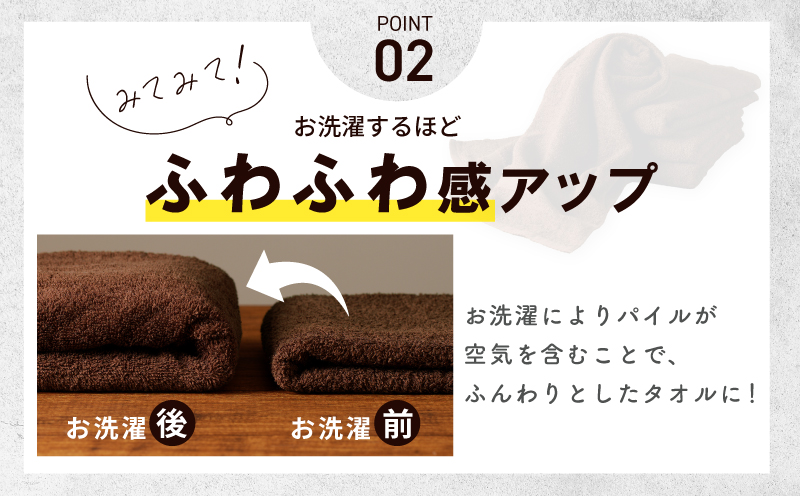 濃色カラー バスタオル 4枚（ブラウン）【泉州タオル 国産 吸水 普段使い シンプル 日用品 家族 ファミリー】 015B496
