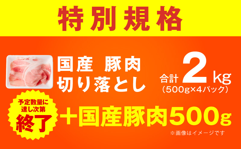 【特別規格】国産豚肉 切り落とし 2kg+500g【氷温熟成×極味付け 小分け 500g ぶた 普段使い 訳あり サイズ不揃い 圧倒的企業努力】 mrz0332-1