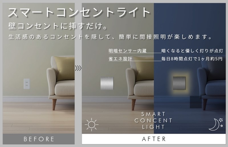 インテリアに調和するコンセントライト（アルミニウム） 030D194