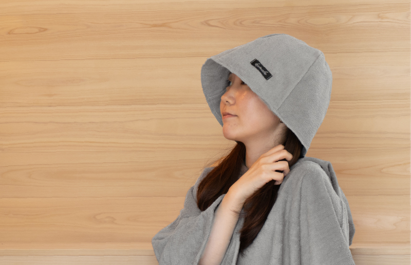 【スピード発送】サウナハットとミニバスタオルセット（グレーとネイビー） G3541