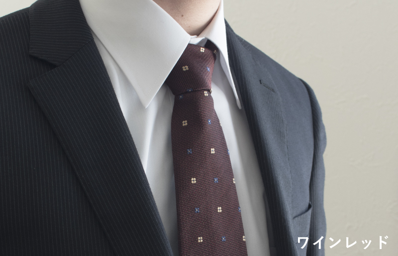 シルクネクタイ（花柄ドット ワインレッド） G3763