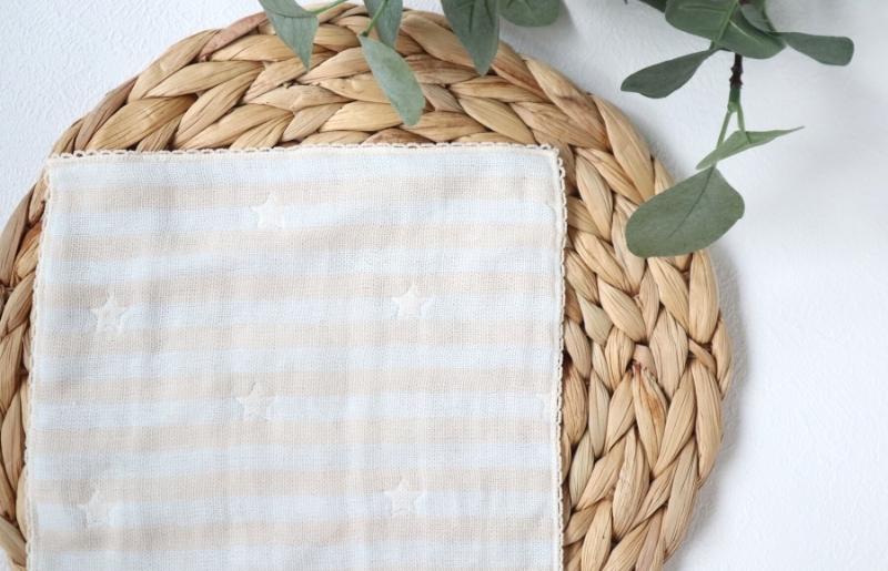 【eclat bebe】泉州南部織 4重ガーゼ スタイ＆miniハンカチ《22AW/Gy》＜スピード発送＞ G1911