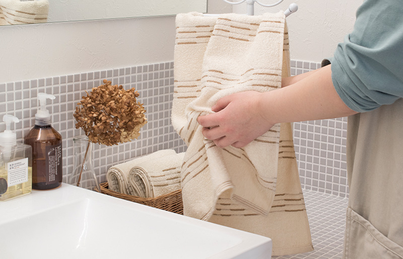 カラードコットン フェイスタオル 8枚セット G2050