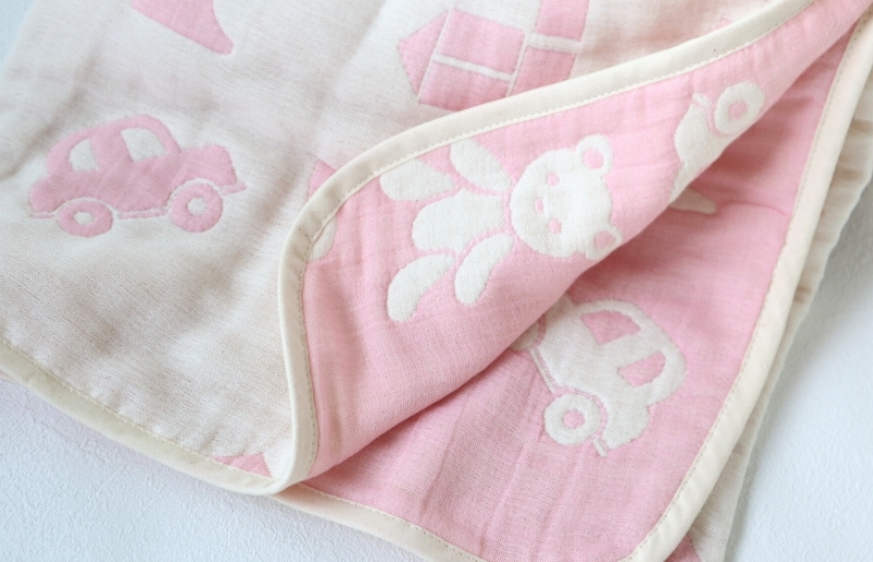 【babybear】泉州南部織 6重ガーゼハーフケット（ピンク） G1926