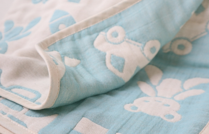 【babybear】泉州南部織 6重ガーゼハーフケット（ブルー） G1927