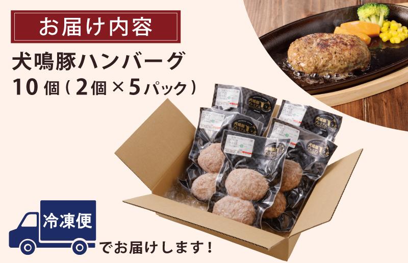 【泉佐野ブランド豚】犬鳴豚の手作りプレミアムハンバーグ（10個入り） 099H3809