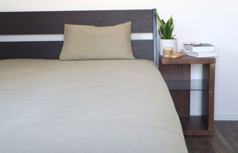 【tissu de coton/ダブルガーゼ】シングルフラットシーツ＆ピローケースセット（オリーブ） G1962