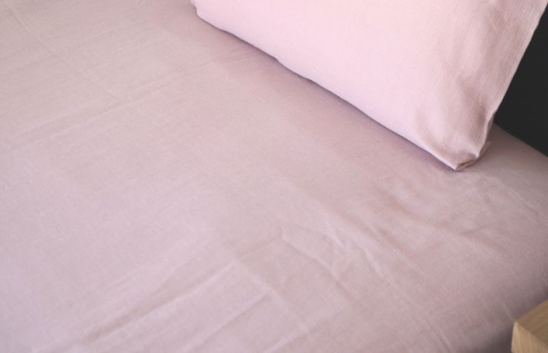 【tissu de coton/ダブルガーゼ】シングルフラットシーツ＆ピローケースセット（くすみ桜） G1963