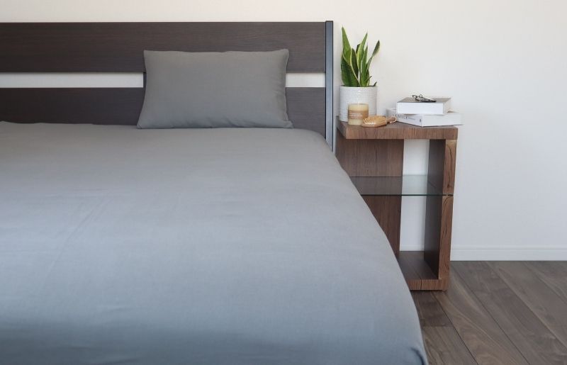 【tissu de coton/ダブルガーゼ】シングルフラットシーツ＆ピローケースセット（グレー） G1964