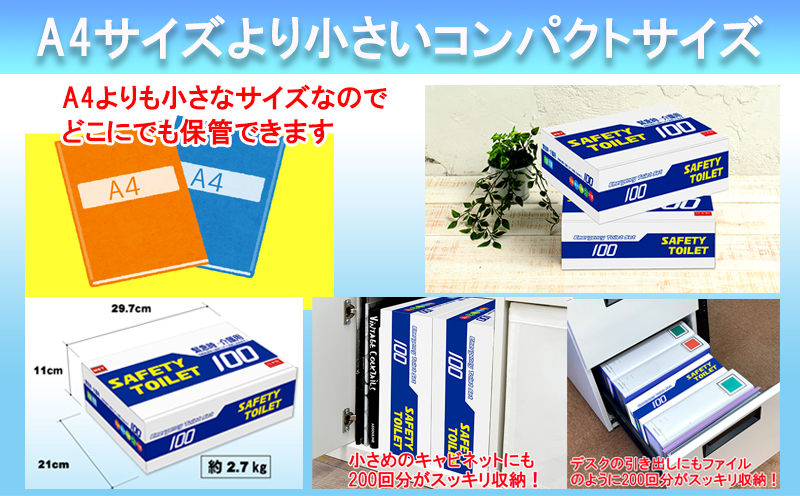 【防災トイレ】SAFETY TOILET 100【非常用  携帯トイレ 防災 災害 日本製 スピード発送】 020C370