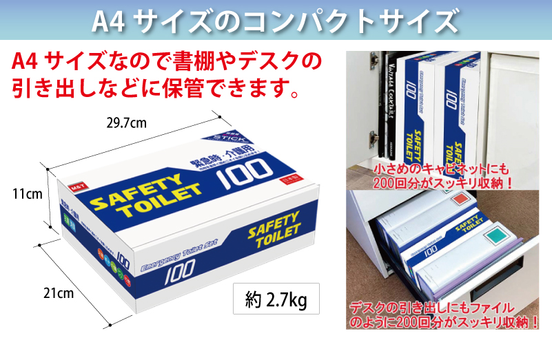 【スピード発送】SAFETY TOILET 100STICK 非常用 簡易トイレ 携帯トイレ 防災 日本製 020C430