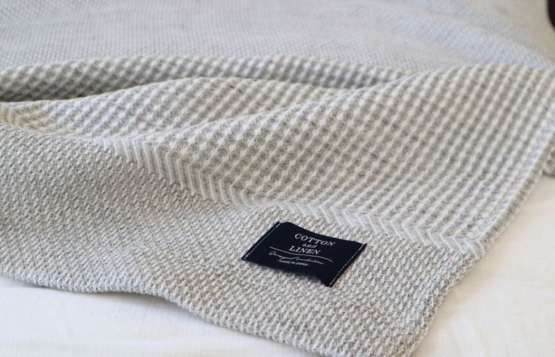 【スピード発送】コットンリネン 泉州南部織 ハニカムワッフル織 シングルケット（グレー） G1987