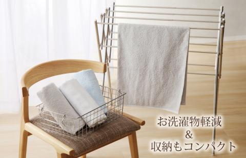 ホテルスタイル ミニバスタオル ６枚 ライトグレー ブルー ホワイト 40×100cm 【泉州タオル 国産 吸水 普段使い シンプル 日用品】 G2444