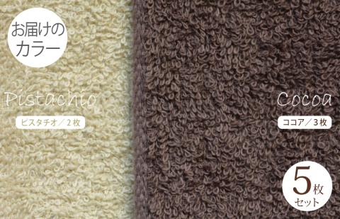 フェイスタオル5枚（ココア＆ピスタチオ）ふんわりやさしいモノトーンタオル 泉州タオル 【泉州タオル 国産 吸水 普段使い シンプル 日用品】 099H1541