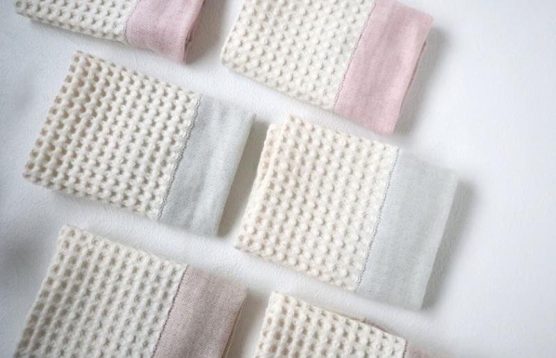 【オーガニックコットン100％】泉州南部織 cherir/ワッフルウォッシュタオル6枚セット G1992