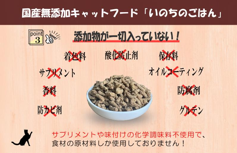 国産無添加 キャットフード 500g「いのちのごはん」タンパク質 66％以上配合タイプ【猫 ねこ ペットフード チキン 手作り ヒューマングレード 国産】 099H3598