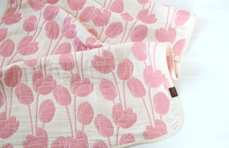 泉州南部織 6重ガーゼマルチケット（チューリップ/ローズ） G1999