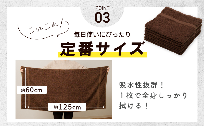 濃色カラー バスタオル 2枚（ブラウン）【泉州タオル 国産 吸水 普段使い シンプル 日用品 家族 ファミリー】 099H3735