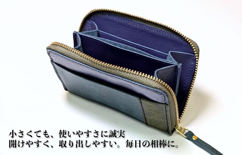 板谷革工房 本革小銭入れ「一針の誠実」（紺×青緑×オリーブ） 099H4024