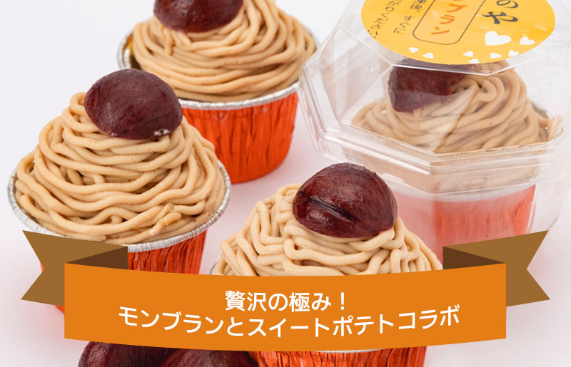 大人気！高級渋皮栗1.5個と芋匠さのや自慢のスイートポテトが入ったモンブラン！400g（4個×100g） 099H1062