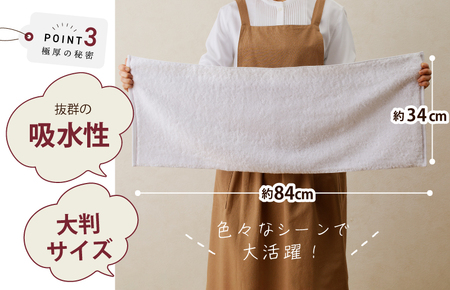 極厚フェイスタオル 4枚 ホワイト【泉州タオル 国産 吸水 普段使い シンプル 日用品 家族 ファミリー】 099H2378