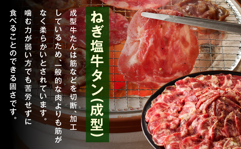 ねぎ塩 牛タン 食べ比べセット 合計 1kg（牛タン 500g／成型牛たん 500g）【焼肉用 焼くだけ 小分け BBQ やきにく】 099H4050