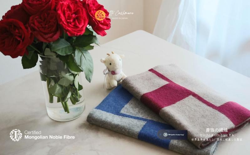 『Noble Fibre』100％カシミヤ・マフラー デニムインターシャ 【高級 カシミア おしゃれ ファッション 防寒 かしみあ】 G3322