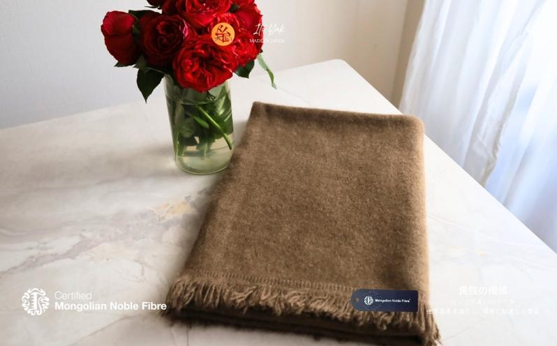 『Noble Fibre』100％ヤク・大判ストール ベージュ【高級 おしゃれ ファッション カシミア より暖かい 防寒】 G3339