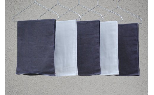 さらっとガーゼとふんわりパイルのモノトーンタオル（チャコールグレー3枚 ホワイト2枚） 【泉州タオル 国産 吸水 普段使い シンプル 日用品】 010B1154