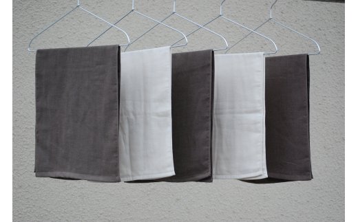 さらっとガーゼとふんわりパイルのモノトーンタオル（ココア3枚 キナリ2枚） 【泉州タオル 国産 吸水 普段使い シンプル 日用品】 010B1155