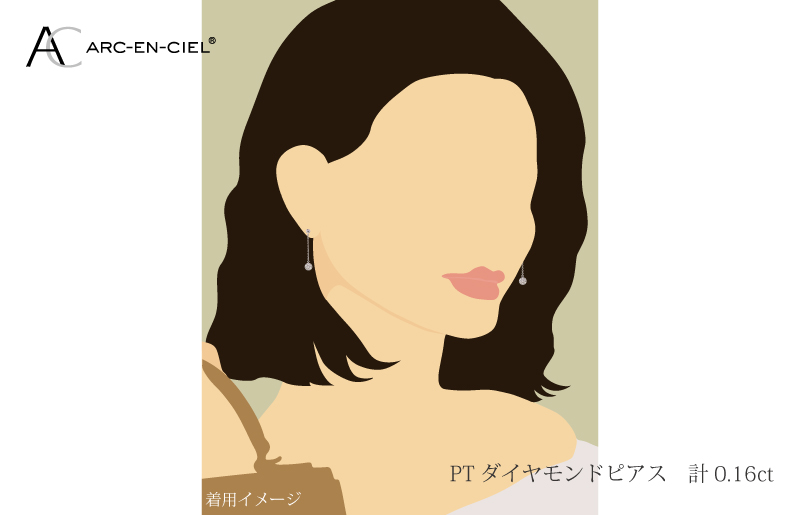 ARC-EN-CIEL プラチナ ダイヤピアス ダイヤ 計 0.16ct【鑑別書付き ジュエリー プレゼント ギフト ファッション アクセサリー 贈り物 贈答 お祝い 記念日】 J037-4