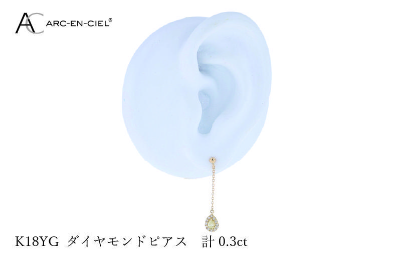 ARC-EN-CIEL K18ダイヤピアス ダイヤ計0.3ct【鑑別書付き ジュエリー プレゼント ギフト ファッション アクセサリー 贈り物 贈答 お祝い 記念日】 J045-4
