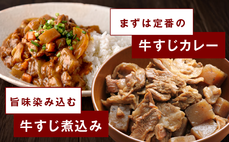牛すじ肉 総量 2kg 真空パック 500g×4P【氷温熟成×極味付け 牛肉 お肉 小分け 冷凍 SDGs フードロス カレー 煮込みに】 mrz0259