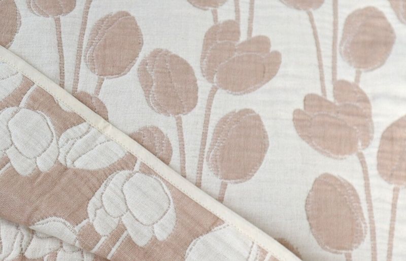 泉州南部織 6重ガーゼマルチケット（チューリップ/ベージュ）＜スピード発送＞ G1998