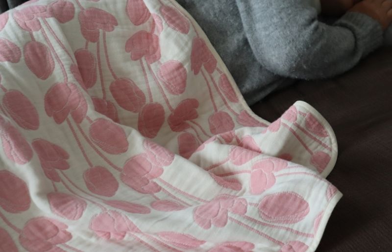 泉州南部織 6重ガーゼマルチケット（チューリップ/ローズ） G1999