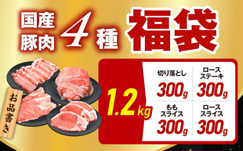 国産 豚肉 4種 総量 1.2kg【300g×4P 氷温熟成×極味付け 小分け ぶたにく 普段使い 野菜炒め】 mrz0247