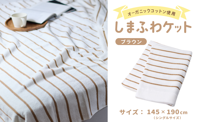 しまふわケット 1枚 ブラウン【国産 日本製 タオルケット シングル 寝具 オーガニックコットン 綿100%】 099H3816