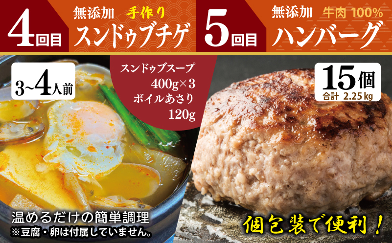 店主セレクト 食べ比べ 定期便 全5回（ハンバーグ／しらす／スンドゥブチゲ／サムギョプサル／干し芋）【毎月配送コース】 099Z499