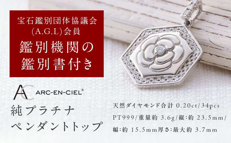 【高島屋選定品】純プラチナ(PT999) ダイヤモンド ペンダントトップ (ダイヤ合計0.20ct) TUC0022-1
