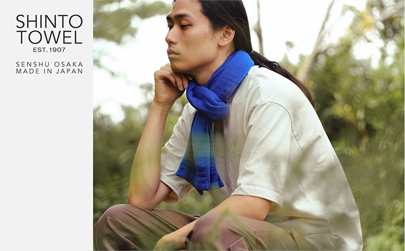 SHINTO TOWEL「2.5重ガーゼ・タオルマフラー」ロングサイズ（ディーブルー）2枚セット 【オーガニックコットン100% 国産 吸水 普段使い シンプル 日用品 家族 ファミリー】 099H3967-1