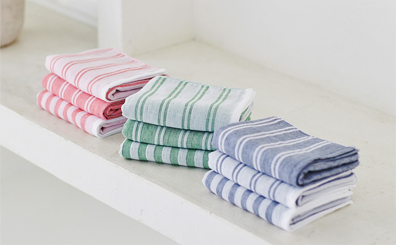 神藤タオル「シマ・フェイスタオル」（ダブル白地/レッド）3枚セット【国産 吸水 普段使い シンプル 日用品 家族 ファミリー】 010B1786-1