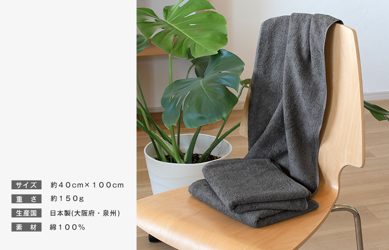 【スピード発送】ファミーユ ミニバスタオル 6枚（チャコール） 【フェイスタオル 以上 バスタオル 未満 泉州タオル 吸水 普段使い シンプル 日用品 たおる】 G3522