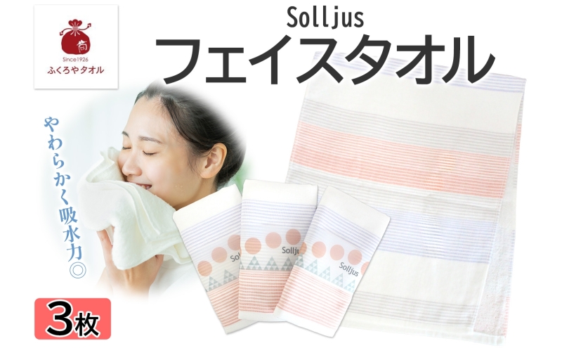 Solljus ソリュース フェイスタオル レッド 3枚 泉州タオル 005A734