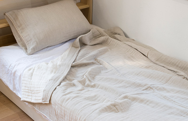 【スピード発送】sasara 4重ガーゼケット+ピローカバーセット（ナチュラル） G2102