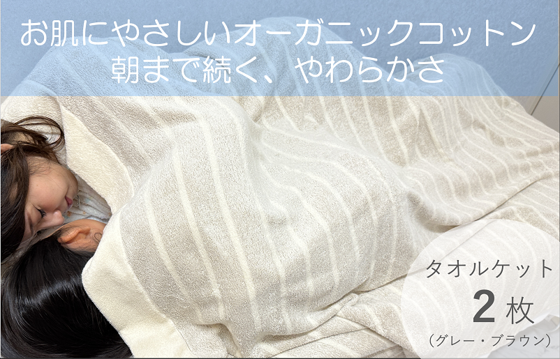 お肌にやさしいタオルケット（cotton meシリーズ）2枚セット（グレー・ブラウン）【泉州タオル 国産 吸水 普段使い シンプル 日用品】 030D115