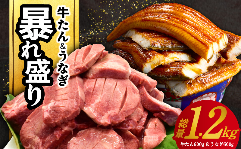暴れ盛りセット 牛たん & うなぎ 総量 1.2kg【600g×2 牛肉 厚切り牛タン 鰻 蒲焼き 訳あり サイズ不揃い 小分け 家計応援】 G3614