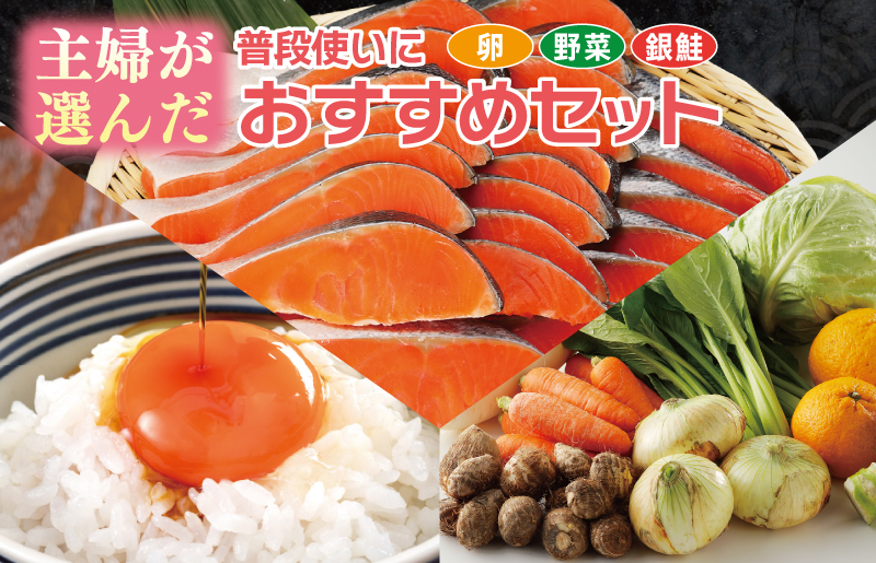 主婦が選んだ 普段使いにおすすめセット（銀鮭 切り身 たまご 野菜）【別送】 099S015