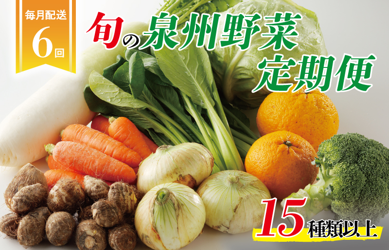 泉州野菜 定期便 15種類以上×全6回【毎月配送 国産 野菜 やさい 詰め合わせ セット 新鮮 旬 ええもん ていきびん】 099Z115
