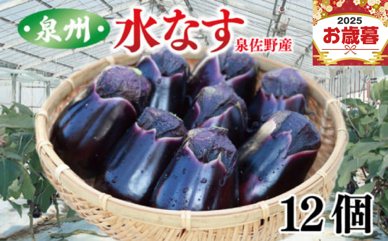 【お歳暮対応】泉州 泉佐野産 ハウス水なす 12個 夏旬の水なすを冬にどうぞ！ 010B1061o